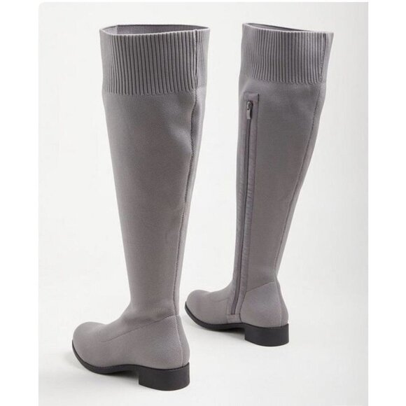 Torrid Stretch Knit Over The Knee Heel Boots Size 8.5 WW Wide Width Gray NEW - Picture 2 of 4
